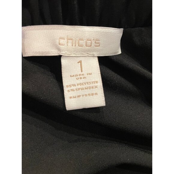 Chicos Black White Damask Print Elastic Waist Skirt Size M - Picture 4 of 9